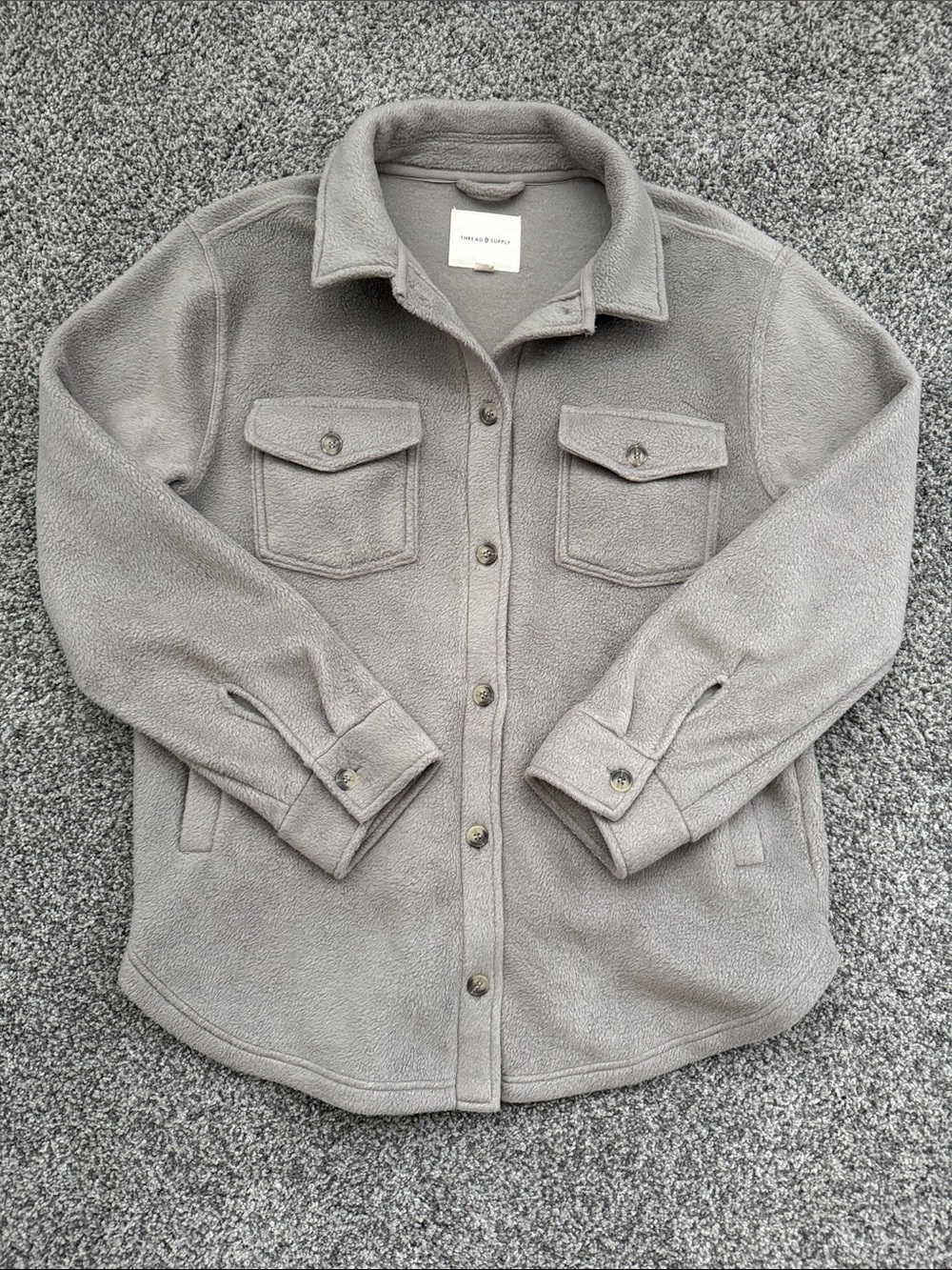 Thread & Supply Light Gray / Beige Polar Fleece Shacket